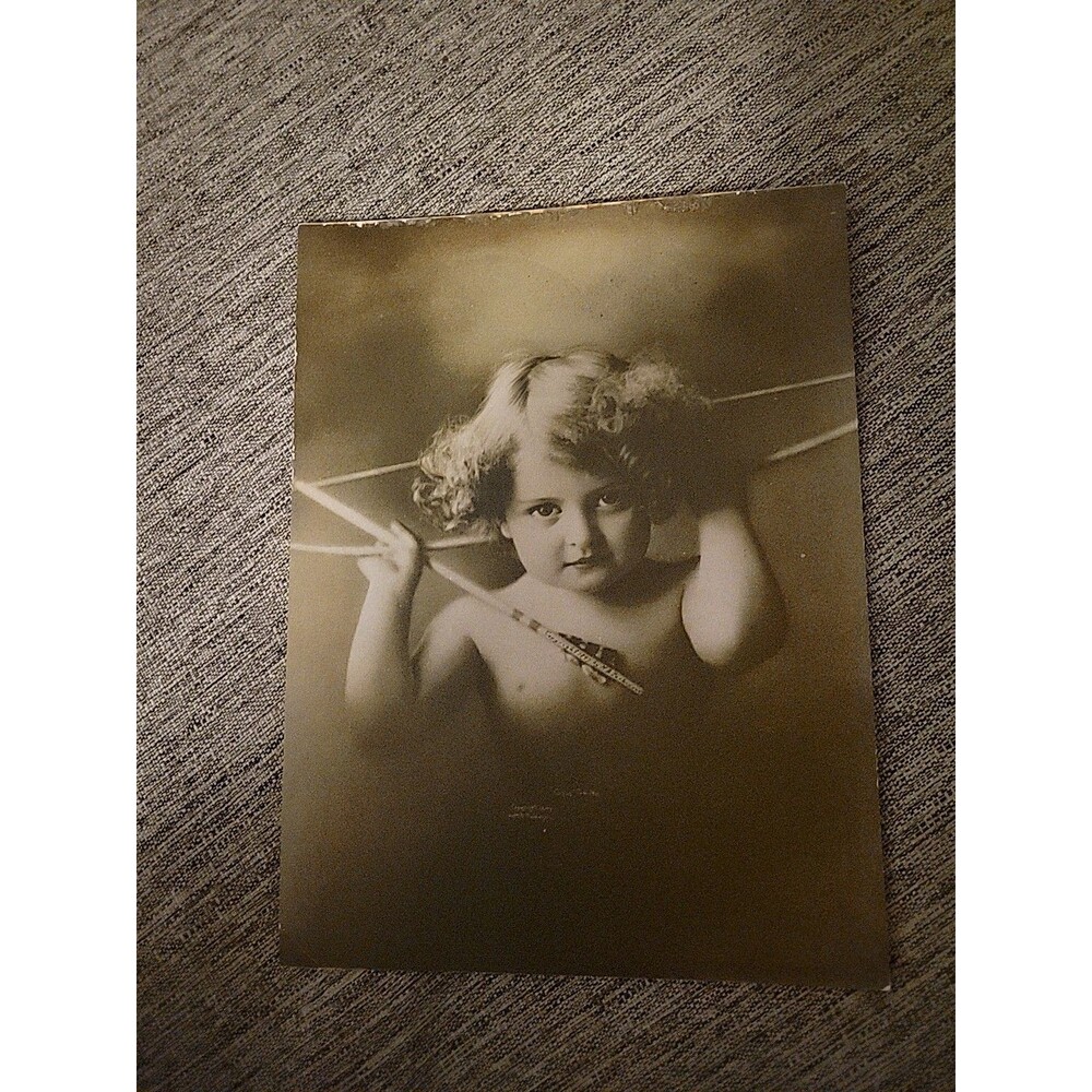 Antique Picture Angel Cupid Awake 1897 Original No 2829 Child Taber Prang Art